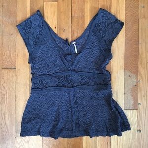 Free People XS Grey Lace Top Corset Medieval Renaissance Ren Fair